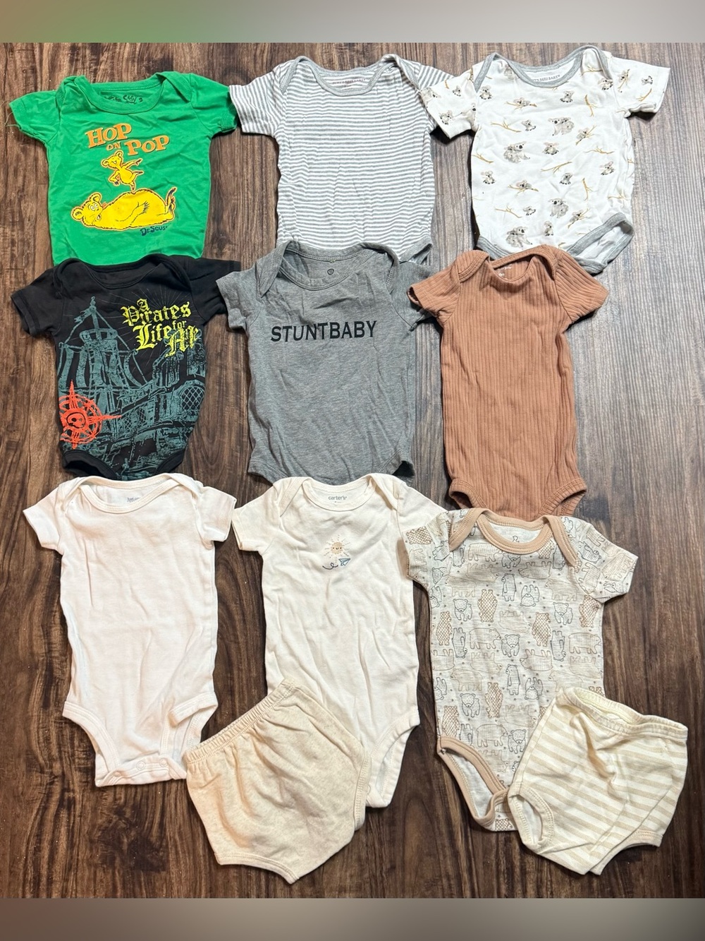 3-6 Months Baby Boys Body Suits and Bloomer Shorts Bundle Infants Unisex Neutral